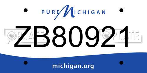 ZB80921 Michigan License Plate