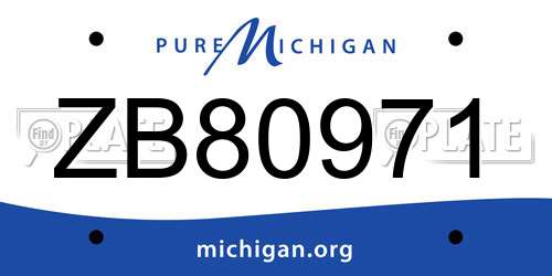 ZB80971 Michigan License Plate