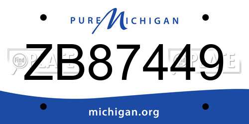 ZB87449 Michigan License Plate