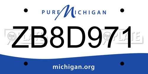 ZB8D971 Michigan License Plate