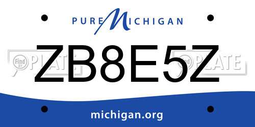 ZB8E5Z Michigan License Plate