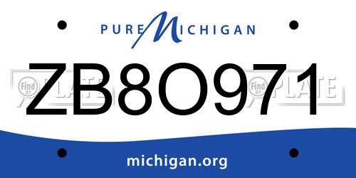 ZB8O971 Michigan License Plate