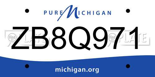 ZB8Q971 Michigan License Plate