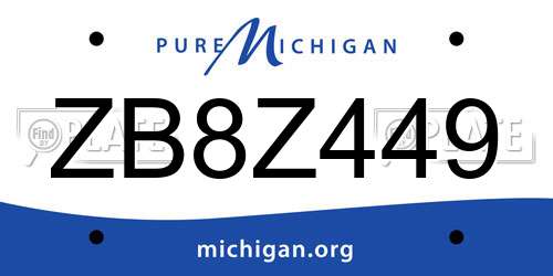 ZB8Z449 Michigan License Plate