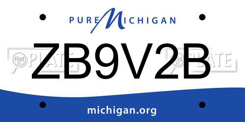 ZB9V2B Michigan License Plate