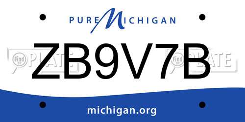ZB9V7B Michigan License Plate