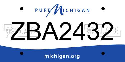 ZBA2432 Michigan License Plate