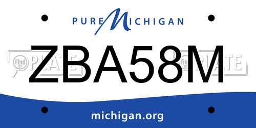 ZBA58M Michigan License Plate