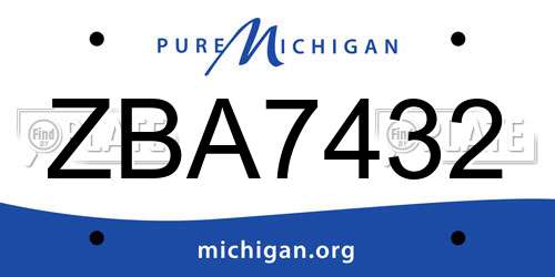 ZBA7432 Michigan License Plate