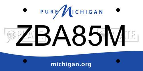 ZBA85M Michigan License Plate