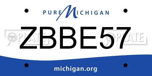 ZBBE57 Michigan License Plate