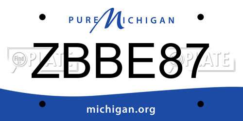 ZBBE87 Michigan License Plate