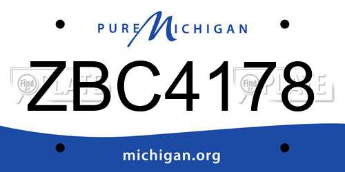 ZBC4178 Michigan License Plate