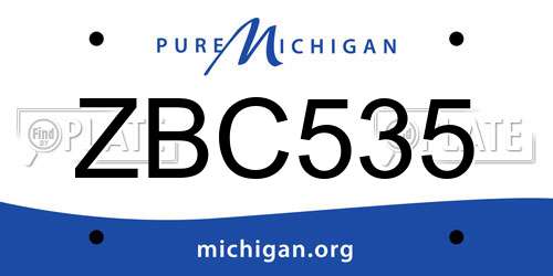 ZBC535 Michigan License Plate