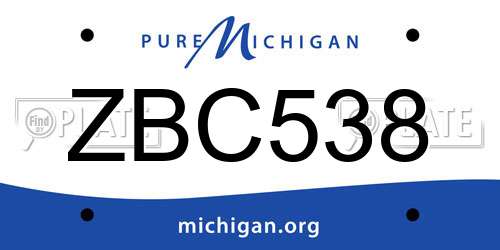 ZBC538 Michigan License Plate