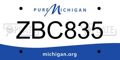 ZBC835 Michigan License Plate