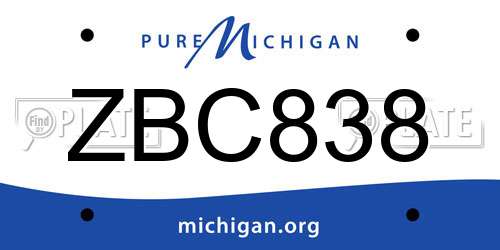 ZBC838 Michigan License Plate