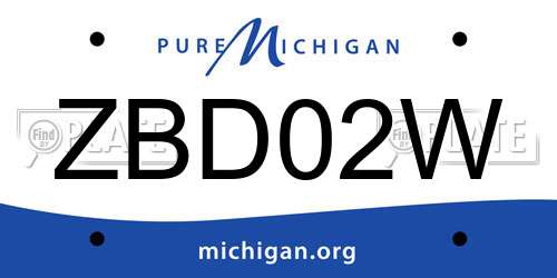 ZBD02W Michigan License Plate