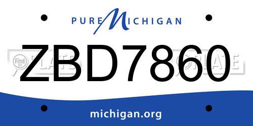 ZBD7860 Michigan License Plate