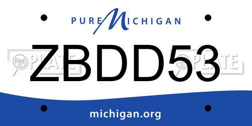 ZBDD53 Michigan License Plate