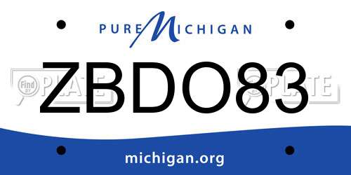 ZBDO83 Michigan License Plate