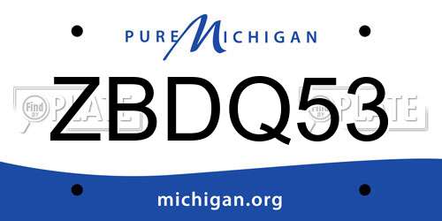 ZBDQ53 Michigan License Plate