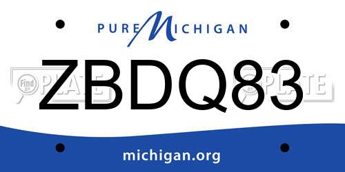 ZBDQ83 Michigan License Plate