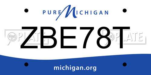 ZBE78T Michigan License Plate