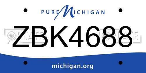 ZBK4688 Michigan License Plate