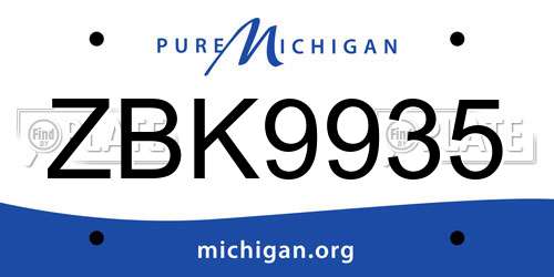 ZBK9935 Michigan License Plate