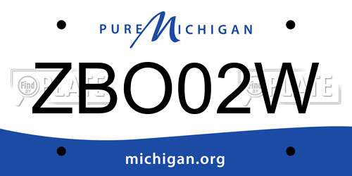 ZBO02W Michigan License Plate