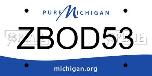 ZBOD53 Michigan License Plate