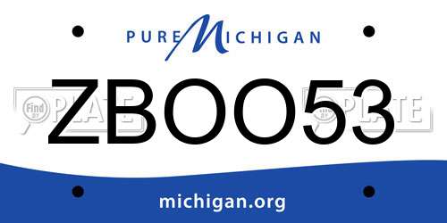 ZBOO53 Michigan License Plate