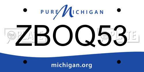 ZBOQ53 Michigan License Plate