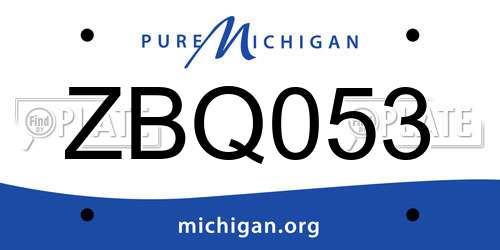 ZBQ053 Michigan License Plate