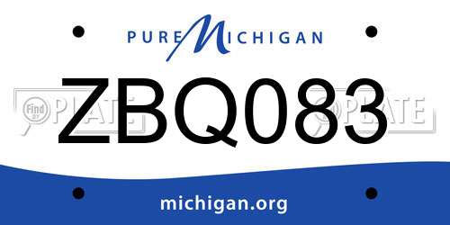 ZBQ083 Michigan License Plate