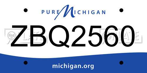 ZBQ2560 Michigan License Plate