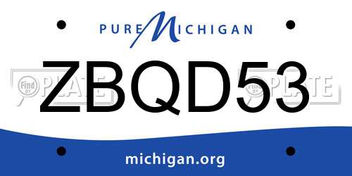 ZBQD53 Michigan License Plate