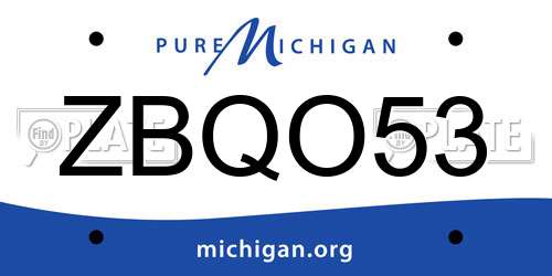 ZBQO53 Michigan License Plate