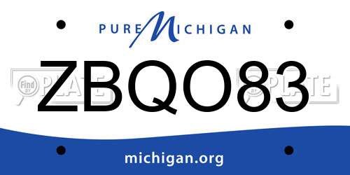 ZBQO83 Michigan License Plate