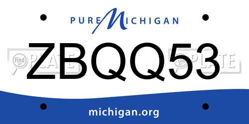 ZBQQ53 Michigan License Plate