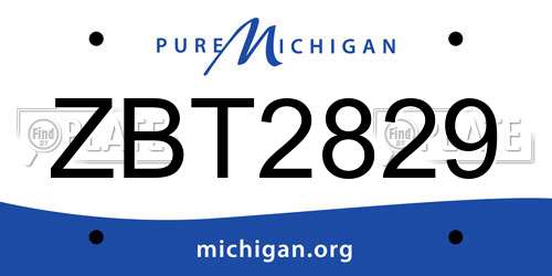 ZBT2829 Michigan License Plate