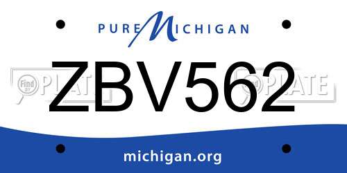 ZBV562 Michigan License Plate