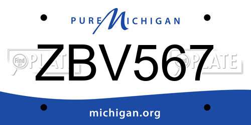ZBV567 Michigan License Plate