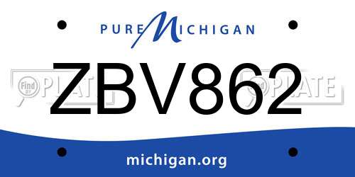 ZBV862 Michigan License Plate
