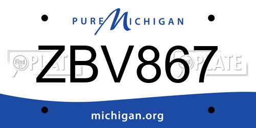 ZBV867 Michigan License Plate