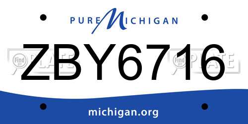ZBY6716 Michigan License Plate