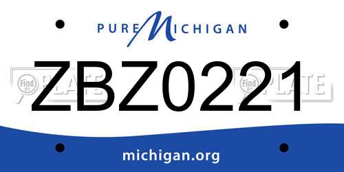 ZBZ0221 Michigan License Plate