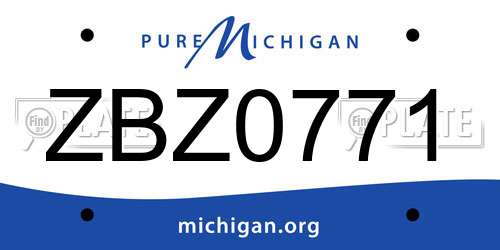 ZBZ0771 Michigan License Plate