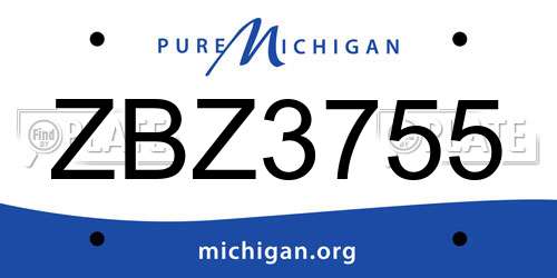 ZBZ3755 Michigan License Plate